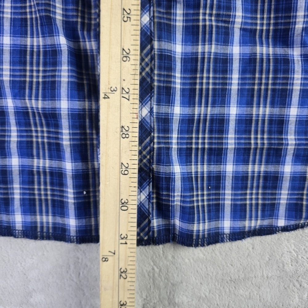 Wrangler Western Blue Plaid Pearl Snap Long Sleeve Cowboy Shirt Sz 2XL - Picture 6 of 8